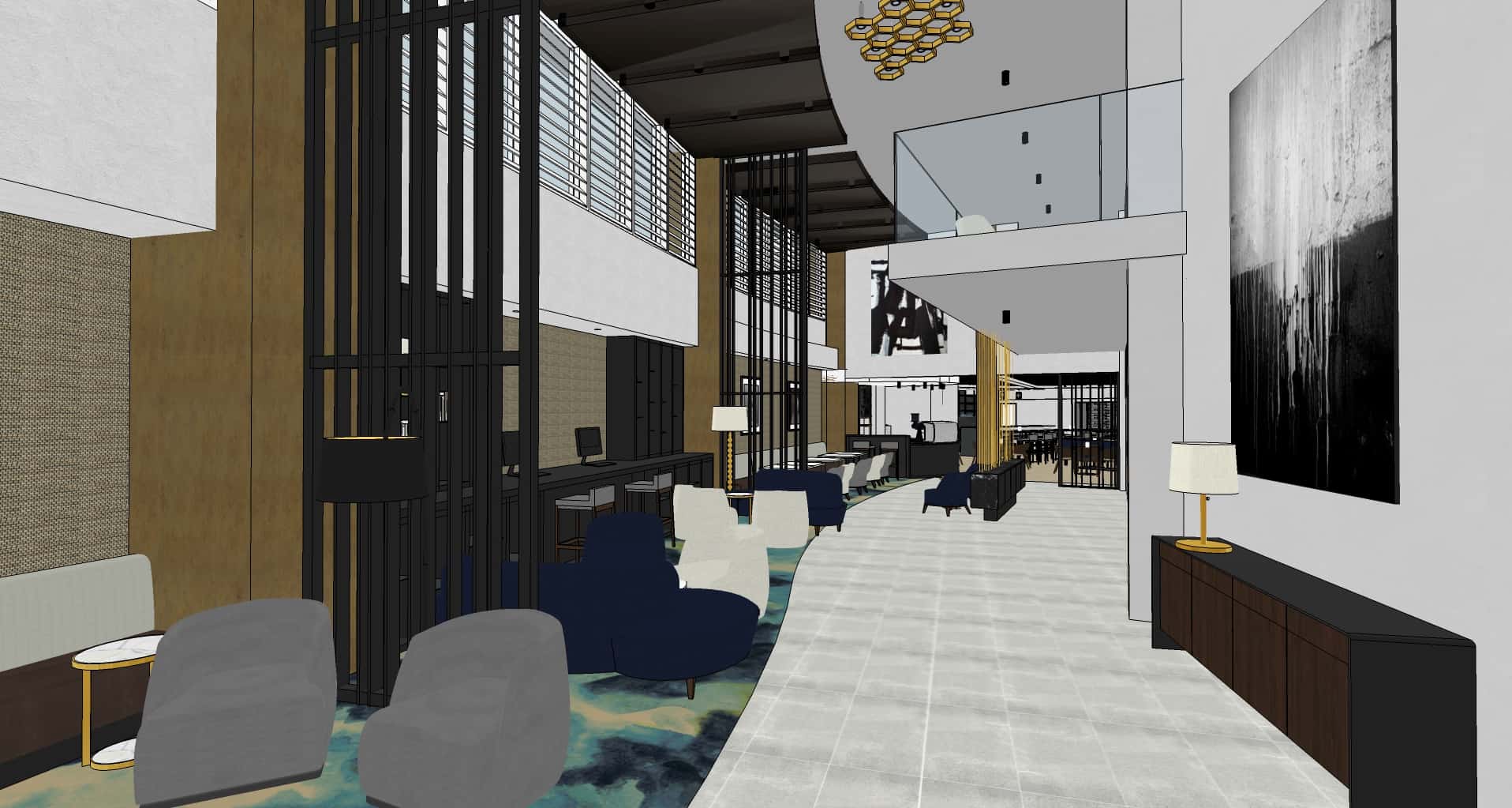 Sheraton Four Points hotel in Auckland foyer design drawing